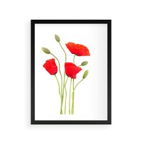 Plakat w ramie 30x40 - Pola maków w pełnym kolorze - maki, kwiaty - rama czarna