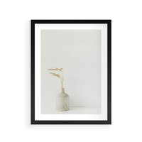 Plakat w ramie 50x70 - Sztuka Prostoty - minimalistyczny wazon, źdźbła traw - rama czarna