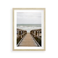 Plakat w ramie 30x40 - Morze i drewniany pomost - morze, pomost - rama drewno