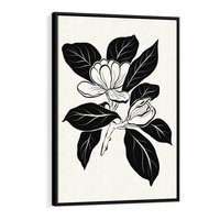 Obraz w ramie 50x70 - Spojrzenie w kształty kwiatów - kwiaty magnolii, minimalizm - rama czarna