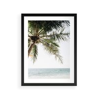 Plakat w ramie 40x50 - Wakacyjne Marzenie - palma nad morzem, - rama czarna