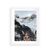 Plakat w ramie 30x40 - Górski Raj - góry, śnieg - rama biała