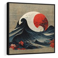 Obraz w ramie 50x50 - Requiem dla marzeń - sztuka japońska, fale oceanu - rama czarna