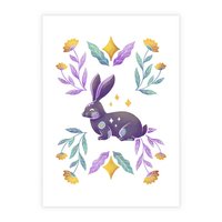 Plakat bez ramy 50x70 - Boho Wiatr - boho plakat, królik