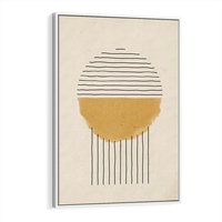 Obraz w ramie 70x100 - Podróżne Kreski - akwarelowa plama, geometryczne szkicowane kształty - rama biała