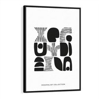 Obraz w ramie 70x100 - Taniec Dziwacznych Kresek - minimalistyczny plakat, czarno biały - rama czarna