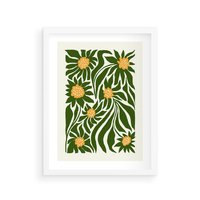 Plakat w ramie 40x50 - Spojrzenie wgłąb roślinnego świata - abstrakcyjne kwiaty, kompozycja - rama biała