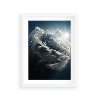 Plakat w ramie 30x40 - Chmurowa aura nad horyzontem - atmosfera, chmury - rama biała