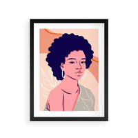 Plakat w ramie 50x70 - Kobiecy Kształt Świata - nowoczesny plakat, styl retro - rama czarna