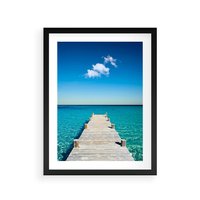 Plakat w ramie 30x40 - Letnie Morskie Uczucie - morze, pomost - rama czarna