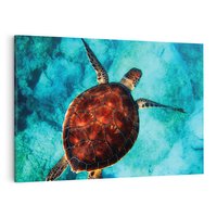 Obraz na płótnie 120x80 - Morze, fale i skały - żółw, morze