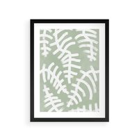 Plakat w ramie 50x70 - Oaza Zieleni - zielona abstrakcja, zgaszona zieleń - rama czarna