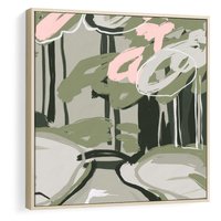 Obraz w ramie 80x80 - Leśny Zakątek - pastelowy krajobraz, nowoczesny plakat - rama drewno