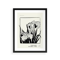 Plakat w ramie 50x70 - Spojrzenia na szkicowaną przeszłość - kwiaty, typografia - rama czarna