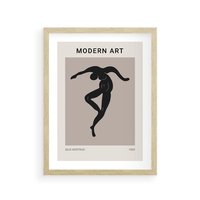 Plakat w ramie 30x40 - Modernistyczna Wizja - plakat modern, czarna postać - rama drewno