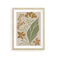 Plakat w ramie 30x40 - Subtelność Utajona - nowoczesny plakat, roślinność - rama drewno