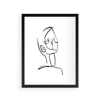 Plakat w ramie 40x50 - Migotliwe Widzenia - szkic twarzy, minimalistyczny niewyraźny - rama czarna