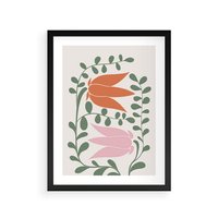 Plakat w ramie 40x50 - Rozkwitające Kontury - plakat, kwiaty - rama czarna