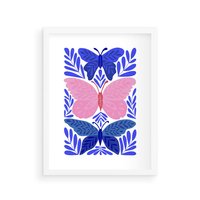 Plakat w ramie 40x50 - Delikatna Symfonia Natury - motyle, rośliny - rama biała