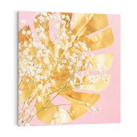 Obraz na płótnie 40x40 - : Elegancja w Złocie - złote, liście