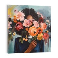 Obraz na płótnie 40x40 - Ukryte Emocje - obraz, akwarela
