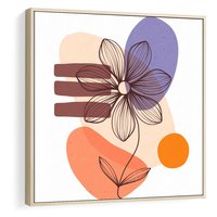 Obraz w ramie 80x80 - Migocące Odbicia Kwiatów - abstrakcyjna sztuka, plamy - rama drewno