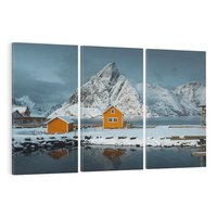 Obraz na płótnie 120x80 - Minimalizm i Urok Natury - skandynawskie, domki