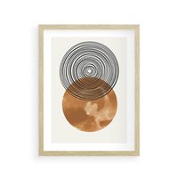 Plakat w ramie 50x70 - Taniec Okręgów - boho obraz, geometria - rama drewno