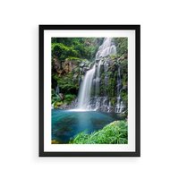 Plakat w ramie 40x50 - Tropikalny Wodospad - wodospad, tropikalny - rama czarna