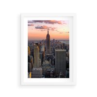 Plakat w ramie 50x70 - Nowojorskie Wieżowce - Nowy York, wieżowce - rama biała