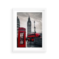 Plakat w ramie 40x50 - Londyński Klimat Telefoniczny - Londyn, telefon - rama biała