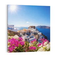 Obraz na płótnie 50x50 - Błękit morza i białe domy - Santorini, Grecja