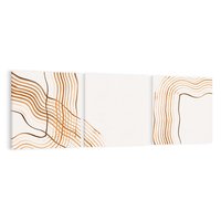 Obraz na płótnie 90x30 - Ścieżki pędzla i myśli - minimalistyczna kompozycja, abstrakcyjne brązowe linie na białym tle