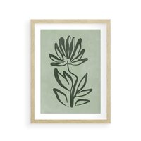 Plakat w ramie 30x40 - Zieleń Wyjątkowego Ukojenia - zielona abstrakcja, zgaszona zieleń - rama drewno