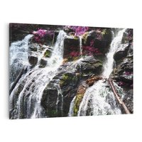 Obraz na płótnie 70x50 - Wodospad wśród majestatycznych gór - wodospad, góry