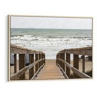 Obraz w ramie 100x70 - Morze i drewniany pomost - morze, pomost - rama drewno
