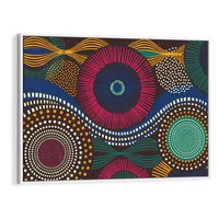 Obraz w ramie 100x70 - Energia Wzorców - enticzne wzory, kształty - rama biała