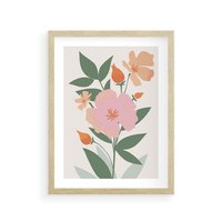 Plakat w ramie 50x70 - Kwiatowe Nastroje - kwiat, sztuka nowoczesna - rama drewno