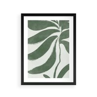 Plakat w ramie 40x50 - Zieleń Wewnętrznego Spokoju - zielony plakat, roślinne inspiracje - rama czarna