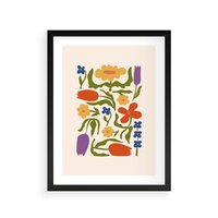 Plakat w ramie 50x70 - Minimalistyczna Harmonia - kwiaty, sztuka nowoczesna - rama czarna