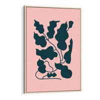 Obraz w ramie 80x120 - Kształty Nieznanego Świata - abstrakcyjne liście, boho styl - rama drewno