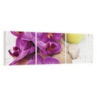 Obraz na płótnie 120x40 - Relaksujące spa w otoczeniu orchidei - spa, świece