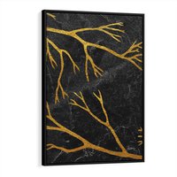 Obraz w ramie 50x70 - Marmurowe Drzewa Snu - złote gałęzie, drzewa - rama czarna