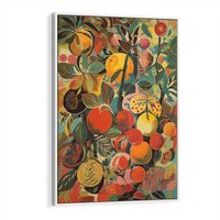 Obraz w ramie 80x120 - Księga Surrealnych Wyobrażeń - abstrakcyjny obraz owoców, jak picasso - rama biała