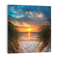 Obraz na płótnie 70x70 - Magia zachodu słońca na plaży - zachód, słońca
