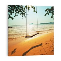 Obraz na płótnie 30x30 - Tropikalna plaża i huśtawka - plaża, tropiki