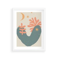 Plakat w ramie 30x40 - Energetyczne Kształty - boho formy, kształty - rama biała