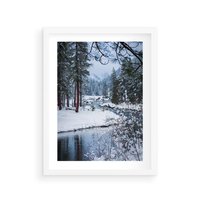 Plakat w ramie 30x40 - Śnieżne cuda - zima, las - rama biała