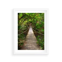 Plakat w ramie 30x40 - Przez Dżunglę - most, linowy - rama biała