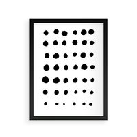 Plakat w ramie 50x70 - Migocące Anomalie - abstrakcyjna kompozycja z czarnych kropek, minimalistyczny czarno bialy plakat - rama czarna